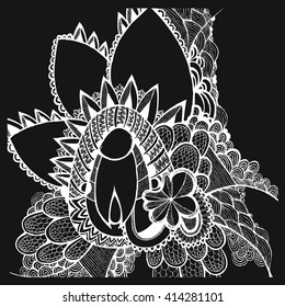 Hand drawn flowers. Doodling. Zentangle.