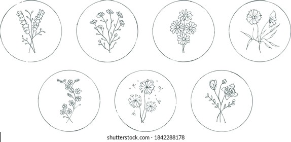 
Hand drawn flowers with elegant style