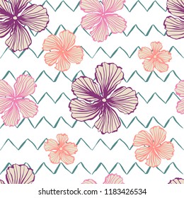 Hand drawn flowers elements. Floral background. Print for pillow, t-shirt, greeting or inviting card, template for cover