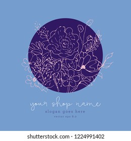 hand drawn flowers . floral logo vector illustration