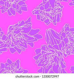 hand drawn flowers. Floral natural decoration background, backdrop element fabric textile desige. Vector illustration isolated on pink background.