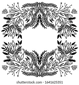 hand drawn  flowers  folk art square pattern background