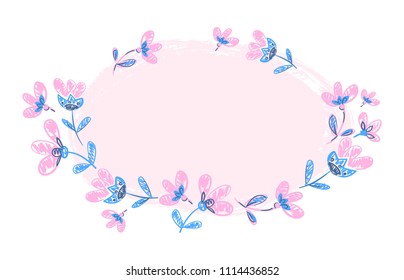 Hand Drawn Flowers Frame Vector illustration.