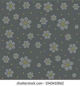 Hand drawn flowers in grey background