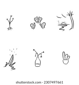 Hand drawn flowers icons isolated on white background,vector illustration eps10