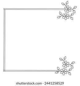 Hand drawn flowers for logo template in line art. Vintage botanical wreath.