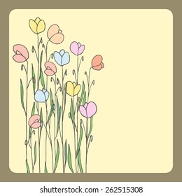 Hand drawn flowers made in vector in linear style. Delicate and romantic floral design elements. 