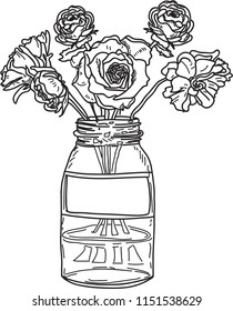 hand drawn flowers on a vase vector 