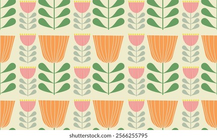 hand drawn flowers for pattern a fabric orange and pink color and yellow background designs