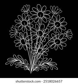 Hand drawn flowers and plants sketched vector illustration. Group of sketch flower silhouettes, white chalk style drawings isolated on blackboard for wedding invitation or elegant plant decoration.