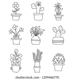 Hand Drawn Plant Doodle Set Stock Vector (Royalty Free) 1688355676