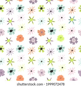 Handgezeichneter Blumendruck. Vorlage für Papierdesign, Abdeckung, Stoffdruck. Vektorelement eines nahtlosen Musters