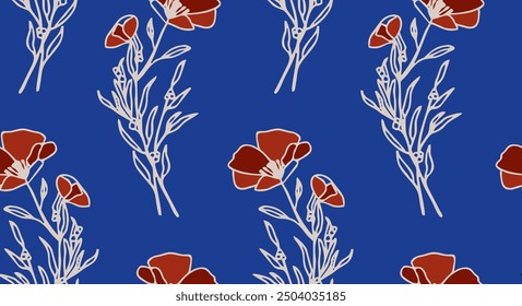 Hand drawn flowers print. Trendy collage pattern. Fashionable template for design.
