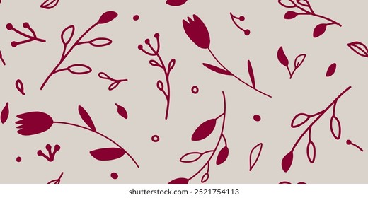 Hand drawn flowers print. Trendy collage pattern. Fashionable template for design.
