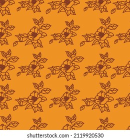 Hand drawn flowers retro colour vector seamless