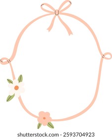 Hand Drawn Flowers Ribbon Frame Vector Illustration