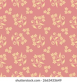 Hand drawn flowers. Seamless background with abstract cute flowers. Vector design ornament for paper; cover; fabric; interior decor; textile; fabric; wallpaper; surface design; label; packaging