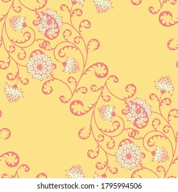 Hand Drawn Flowers. Seamless Pattern. Modern