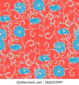 Hand Drawn Flowers. Seamless Pattern. Delicate