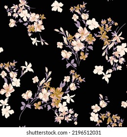 hand drawn flowers seamless pattern vector design.