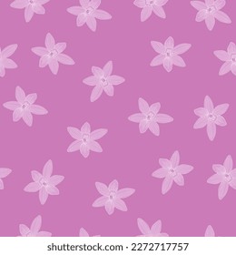 Flores dibujadas a mano sin fisuras en fondo rosa 