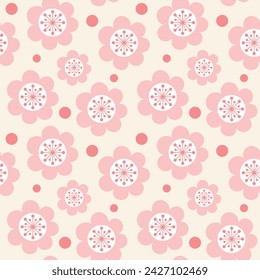 Hand drawn flowers seamless pattern with floral for fabric textiles clothing wrapping paper cover banner home decor abstract backgrounds Vector illustration