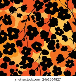 Hand drawn flowers seamless pattern vector illustration background fashion print trend