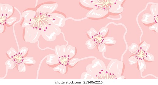  flores desenhadas à mão padrão sem costura. Resumo floral. Modelo para design, têxtil, moda, design de superfície, tecido, decoração interior, papel de parede