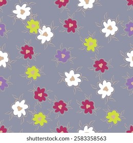 Hand drawn flowers seamless pattern