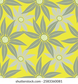Hand drawn flowers seamless pattern