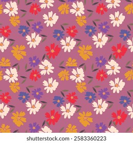Hand drawn flowers seamless pattern