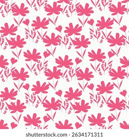 Hand drawn flowers seamless pattern
