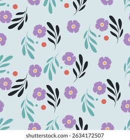 Hand drawn flowers seamless pattern