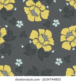 Hand drawn flowers seamless pattern