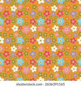 Hand drawn flowers seamless pattern