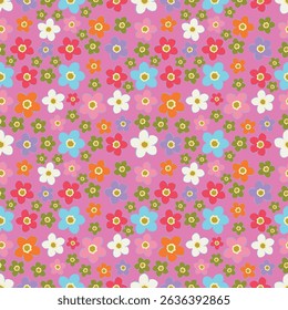 Hand drawn flowers seamless pattern