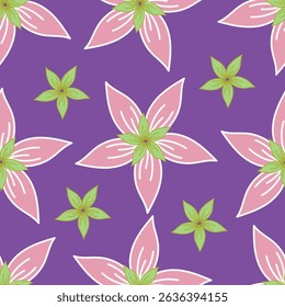 Hand drawn flowers seamless pattern