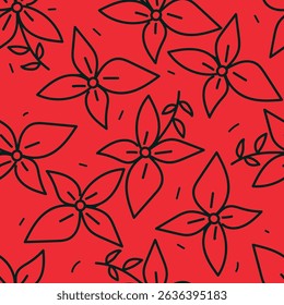 Hand drawn flowers seamless pattern