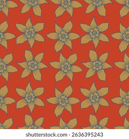 Hand drawn flowers seamless pattern