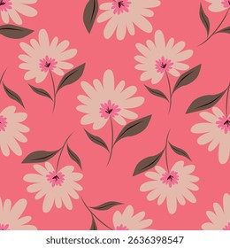 Hand drawn flowers seamless pattern
