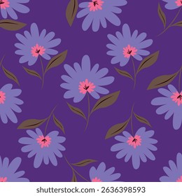 Hand drawn flowers seamless pattern