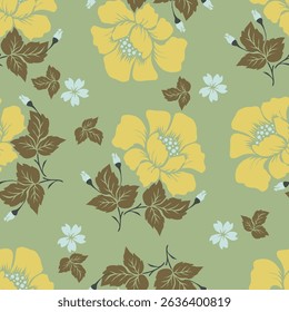 Hand drawn flowers seamless pattern