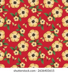 Hand drawn flowers seamless pattern