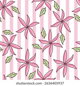 Hand drawn flowers seamless pattern