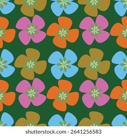Hand drawn flowers seamless pattern