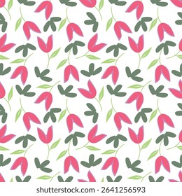 Hand drawn flowers seamless pattern