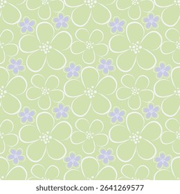 Hand drawn flowers seamless pattern