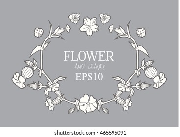 Hand Drawn Flowers Seamless Pattern. Silhouette Herbs and Wild Flowers. Botany Paper. Vintage Elegant Design. Vector illustration
