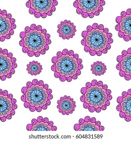 Hand drawn flowers seamless pattern