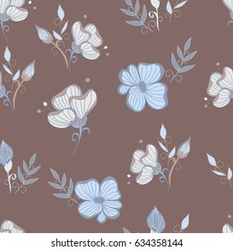 hand drawn flowers seamless pattern. Vector